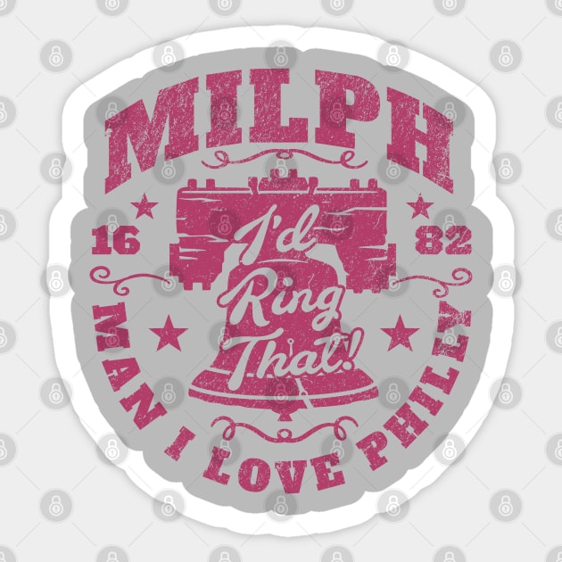 Funny Philly MILPH Man I Love Philly Philadelphia Liberty Bell Ringer Sticker by TeeCreations